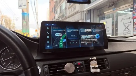 BMW 3시리즈 안드로이드 올인원, 타공 설치 전후 비교