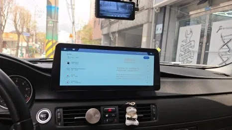 BMW 3시리즈 안드로이드 올인원, 타공 설치 전후 비교