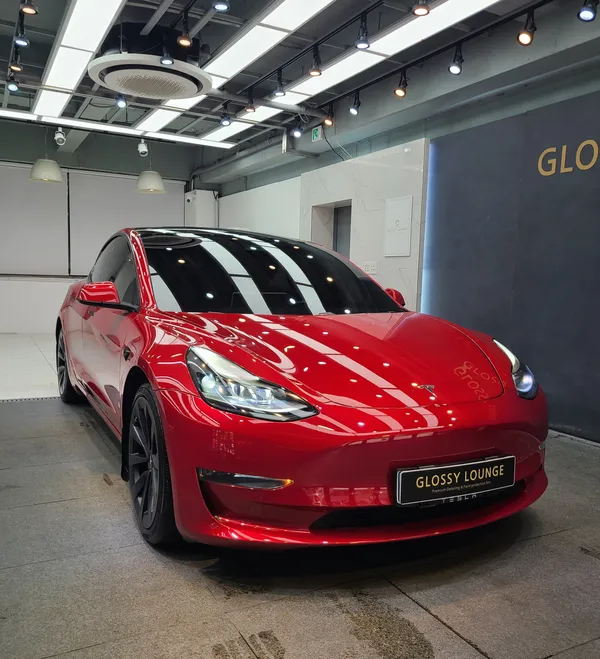 Tesla Model 3のガラスコーティング事例｜韓国での施工例 施工写真 1-1