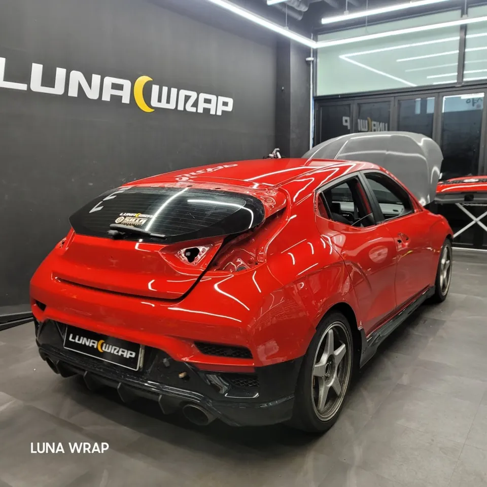 Hyundai Veloster Nのカーラッピング事例｜ミッドナイトパープル 施工写真 1-2