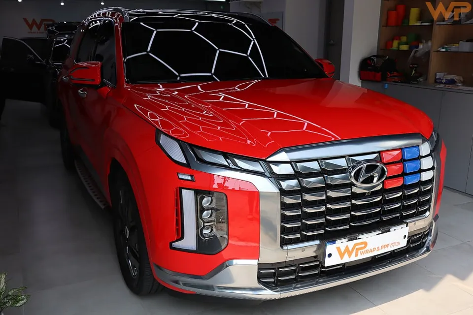 Hyundai Palisade PPF施工事例|フェラーリレッドへの変身 施工写真 2-2