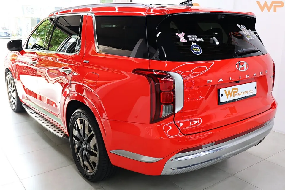 Hyundai Palisade PPF施工事例|フェラーリレッドへの変身 施工写真 3-3