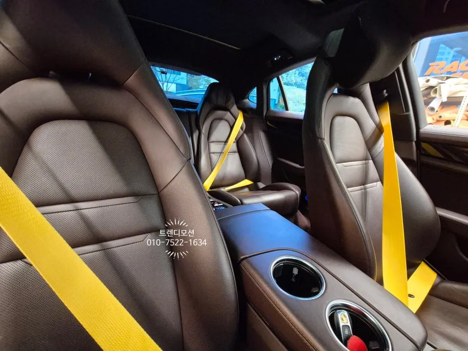 Porsche Panamera interior customization - Porsche Panamera 4S Yellow Seatbelt Customization Review photo 5