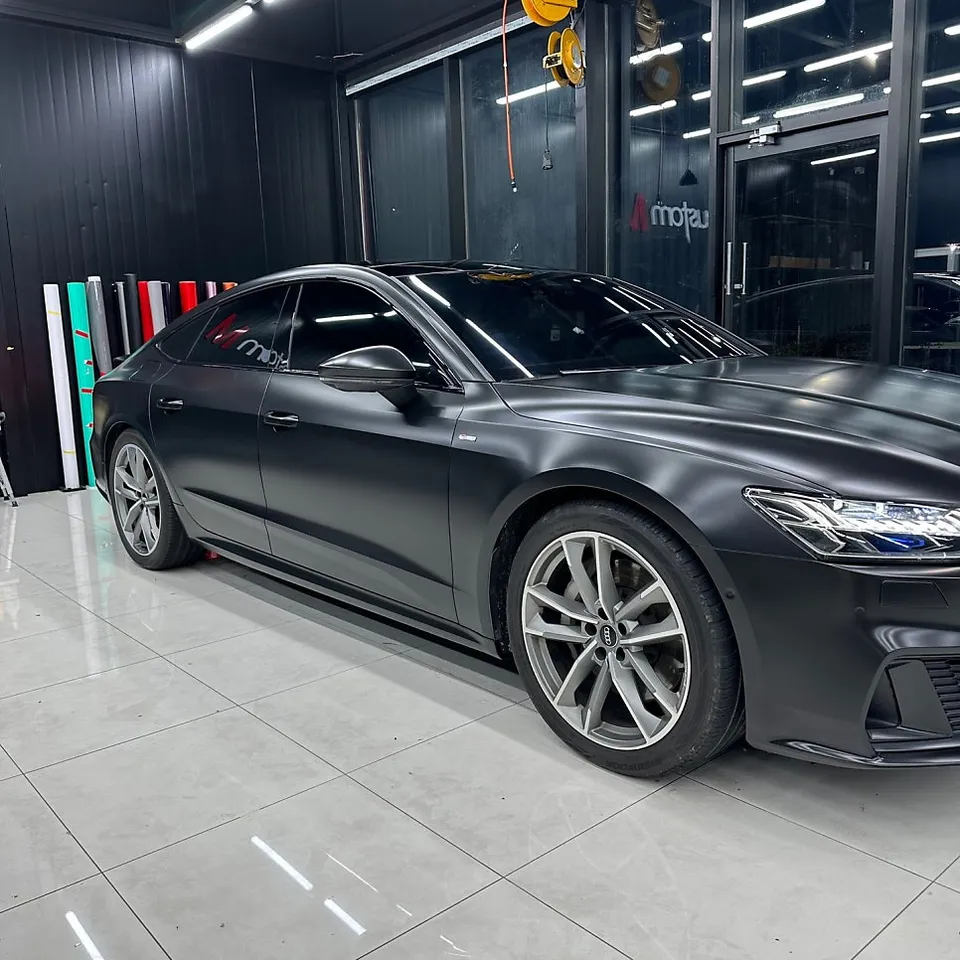 Audi A7 サテンブラックラッピング事例|費用目安・仕上がり 施工写真 1-2