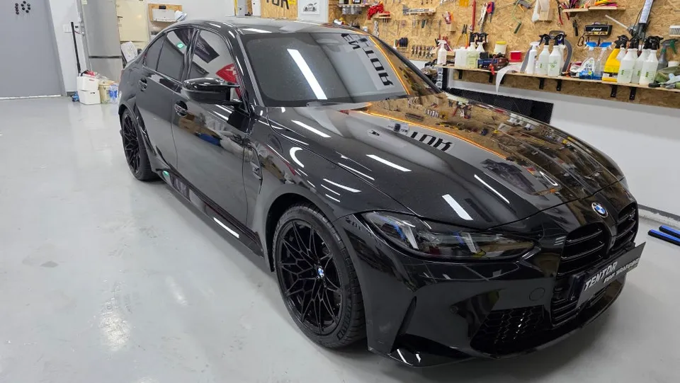 BMW M3のカラーPPF施工事例｜サテンブラック化 施工写真 3-1