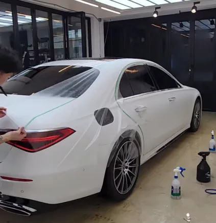 Mercedes-Benz S-Class W223の無光PPF施工事例 施工写真 1-2