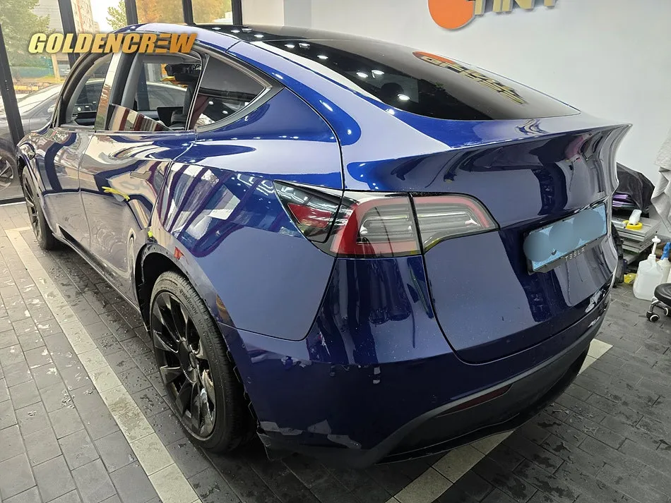 Tesla Model Yのカーラッピング事例|サテンブラックの高級感 施工写真 2-1