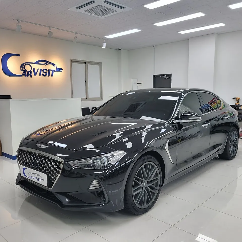 Genesis G70のカーラッピング事例|サテンダークグレーへの変化 施工写真 2-1