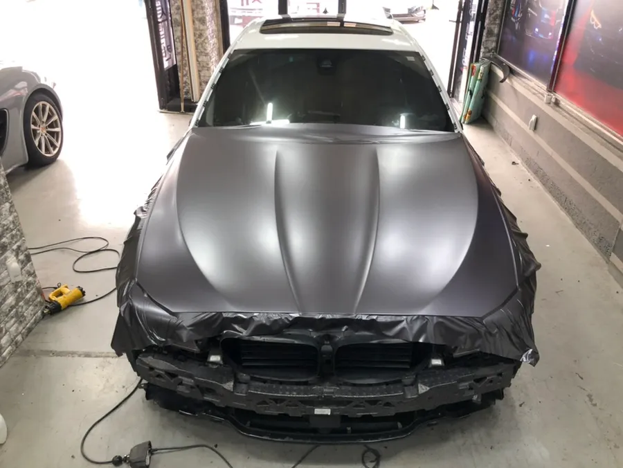 BMW 5 Series vinyl wrap - BMW 5 Series Vinyl Wrap Review: Satin Dark Grey Color Change photo 3