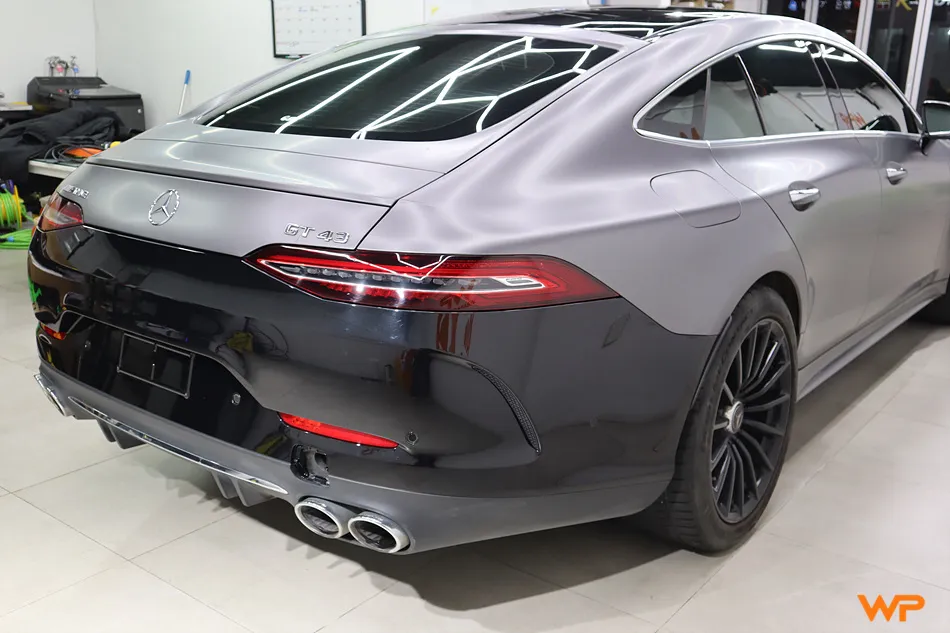 Mercedes-Benz AMG GT 43 vinyl wrap - Mercedes-Benz AMG GT 43 Satin Dark Grey Vinyl Wrap Review photo 3