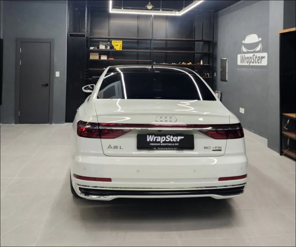 Audi A8L vinyl wrap - Audi A8L Glossy Black Vinyl Wrap Review — Complete Transformation photo 4