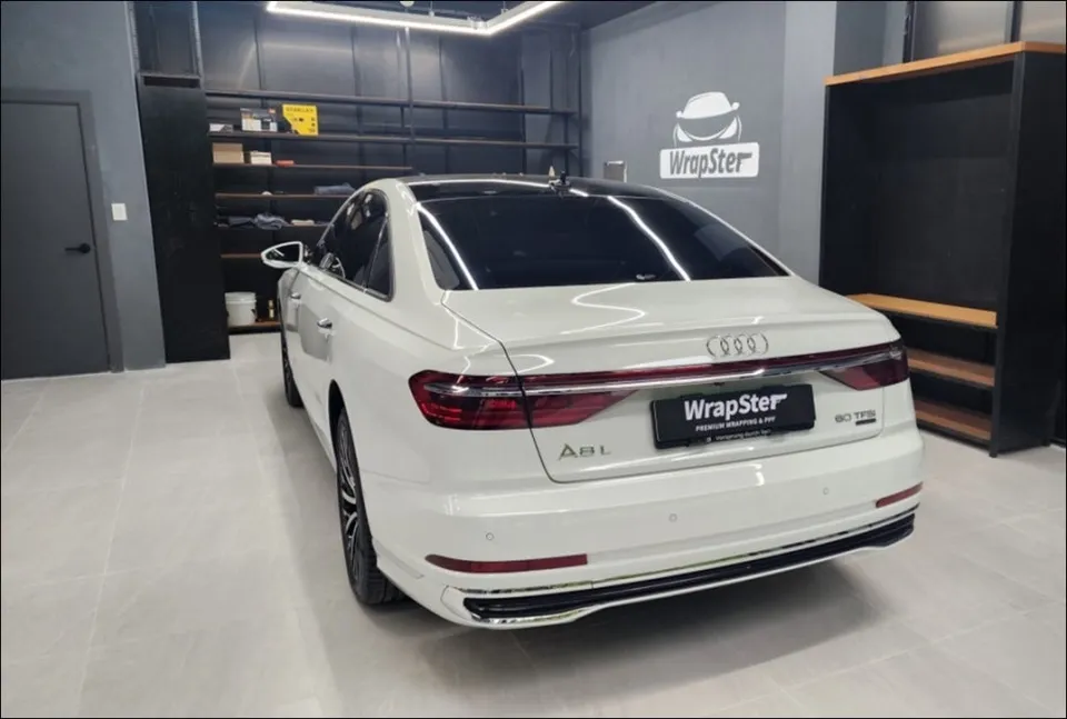 Audi A8L vinyl wrap - Audi A8L Glossy Black Vinyl Wrap Review — Complete Transformation photo 5
