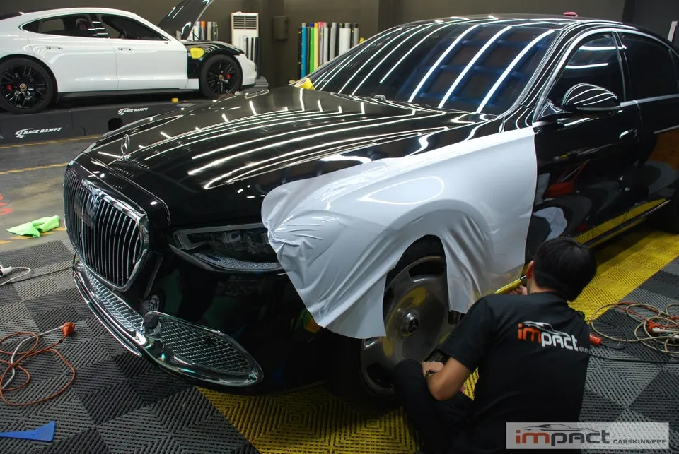 メルセデス・ベンツ Sクラス W223 カーラッピング事例 施工写真 3-1