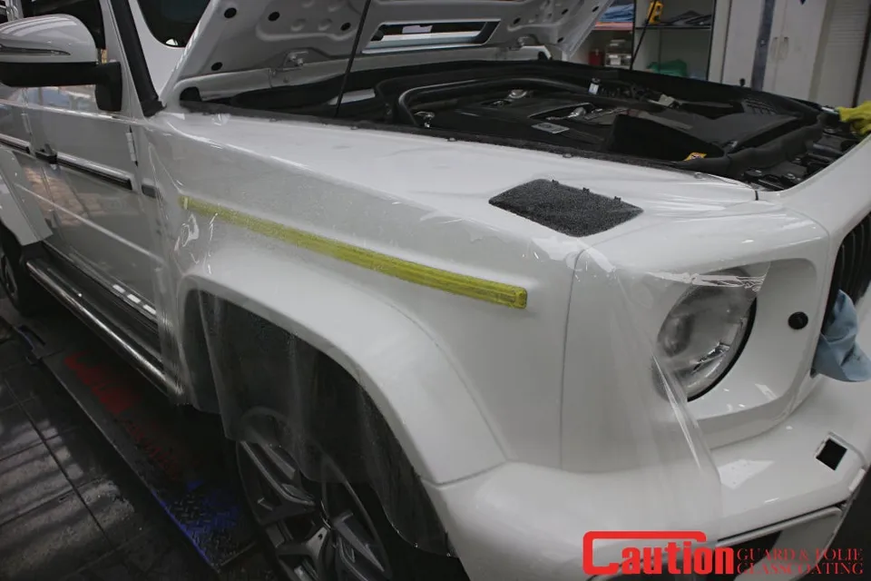 Mercedes-Benz G-Wagon PPF施工事例|クローム除去とフロント保護 施工写真 1-3