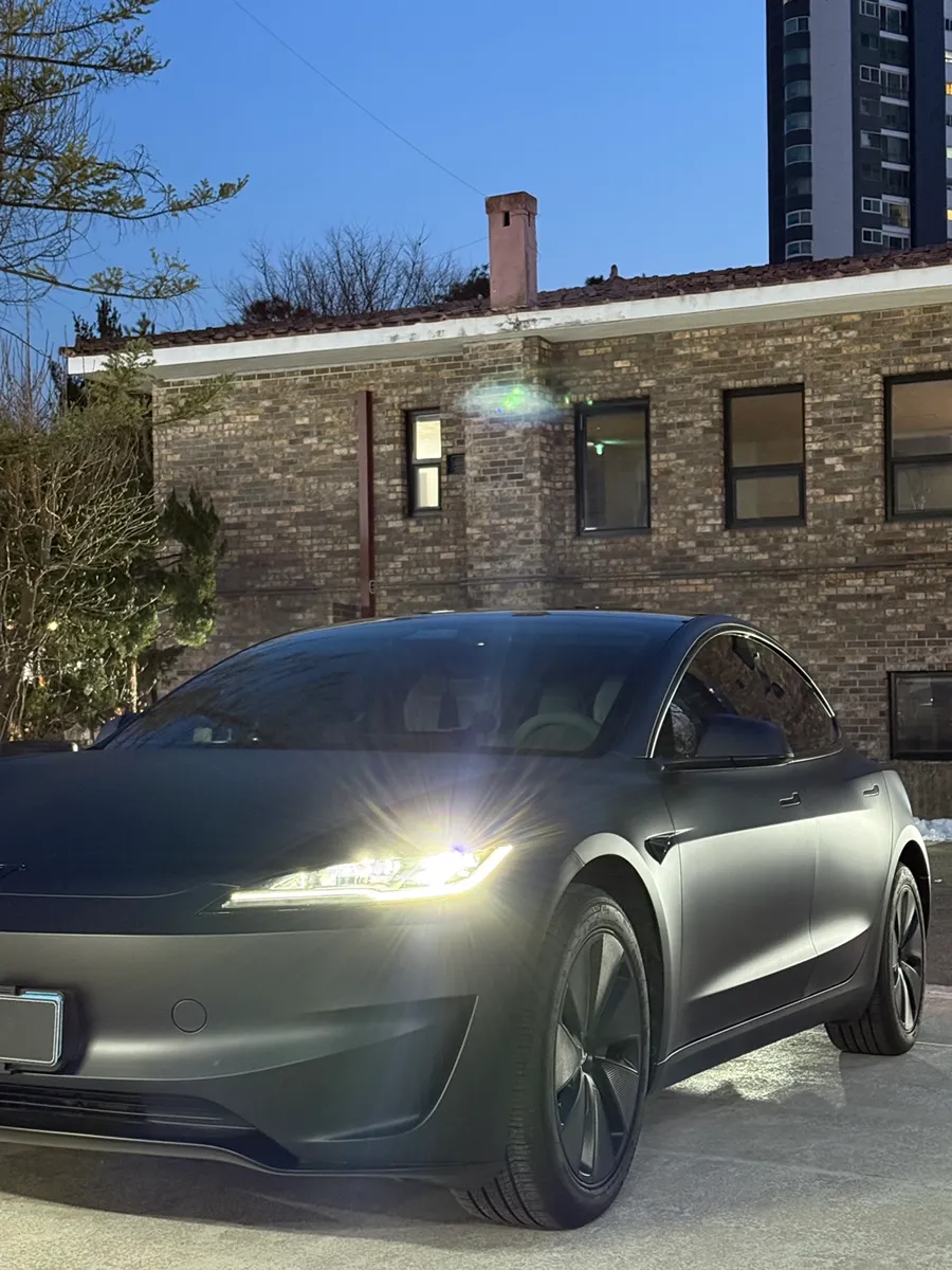 Tesla Model 3の無光ブラックラッピング事例 施工写真 2-3