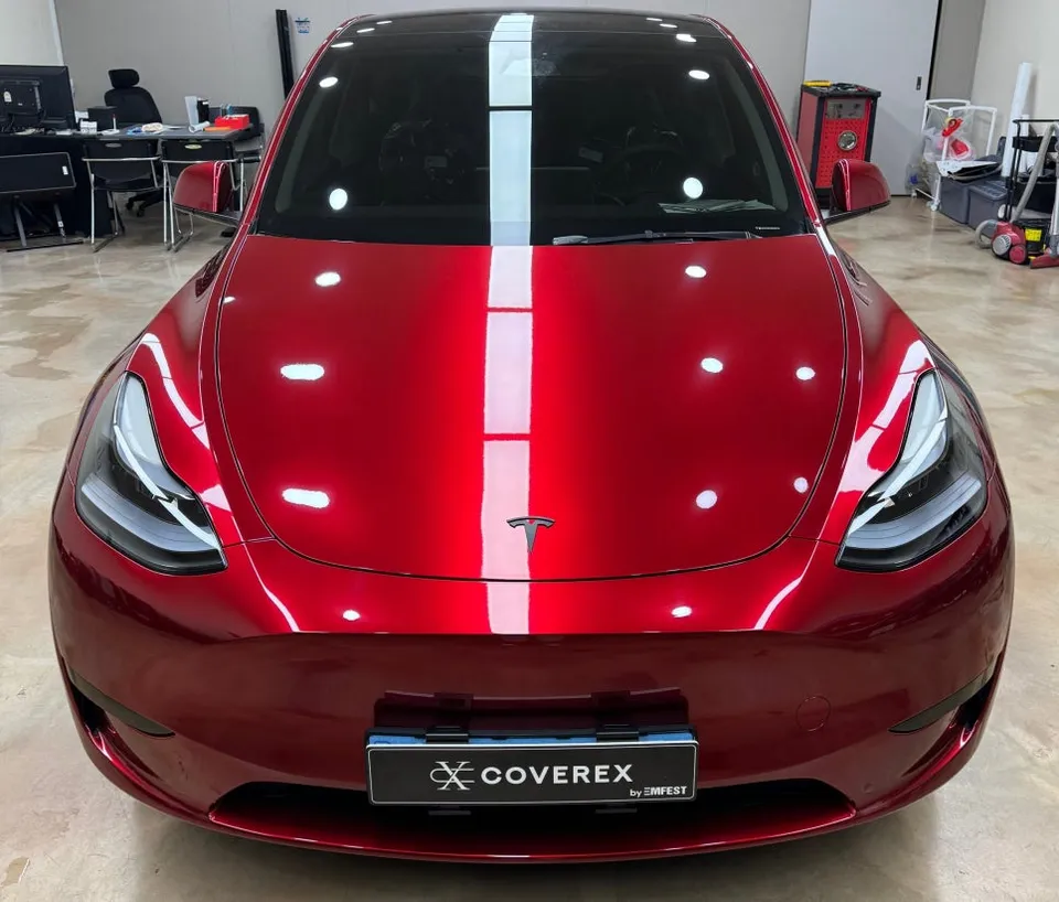 Tesla Model Y vinyl wrap - Tesla Model Y Vinyl Wrap Review: Vampire Red Transformation photo 3