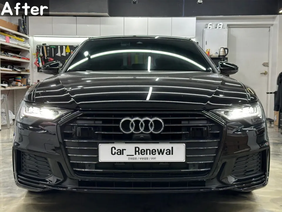 Audi A6のカーラッピング事例｜クロームをブラック化 施工写真 2-1