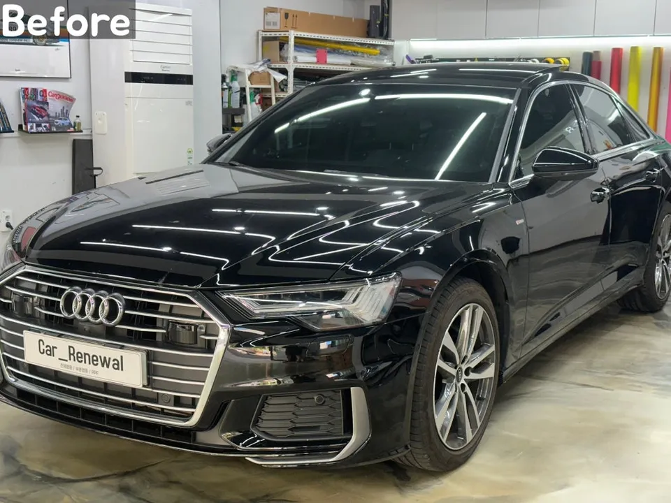 Audi A6のカーラッピング事例｜クロームをブラック化 施工写真 3-1