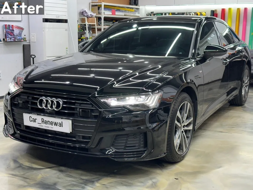 Audi A6のカーラッピング事例｜クロームをブラック化 施工写真 1-2
