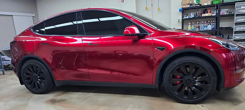 Tesla Model Y vinyl wrap - Tesla Model Y Vinyl Wrap Review: Vampire Red Transformation photo 4