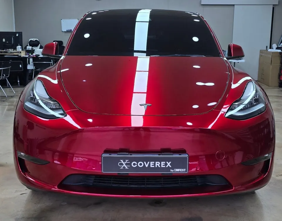 Tesla Model Y vinyl wrap - Tesla Model Y Vinyl Wrap Review: Vampire Red Transformation photo 5