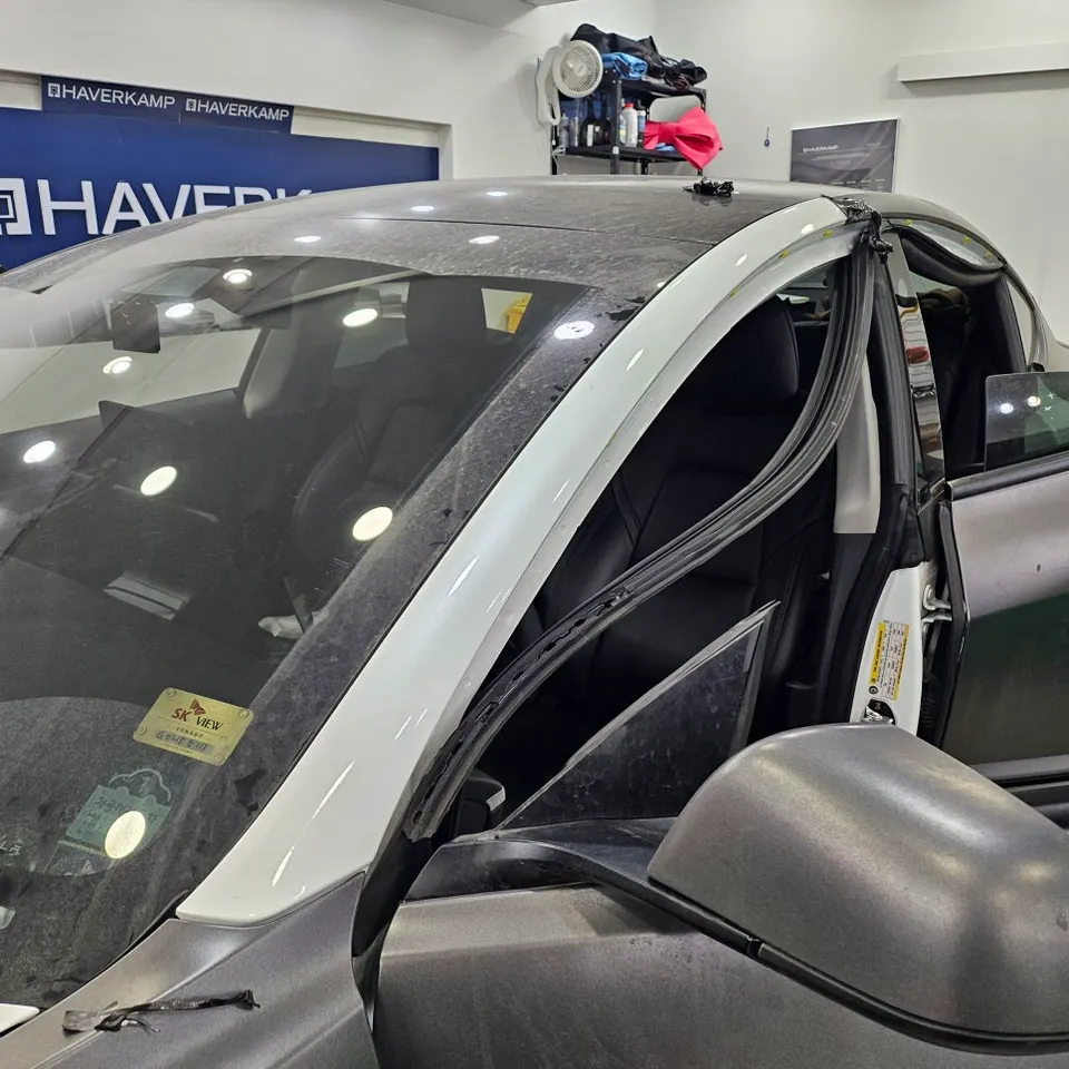 Tesla Model 3のカーラッピング事例|4年経過後の状態 施工写真 1-4