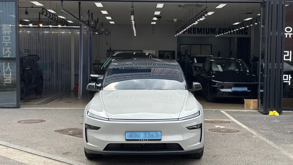 Tesla Model Yのカーラッピング事例｜個性的なツートンカラー 施工写真 2-2