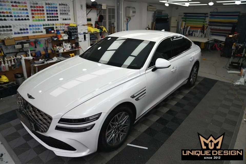 Genesis G80 PPF施工事例｜ブラックPPFで高級感を演出 施工写真 2-1