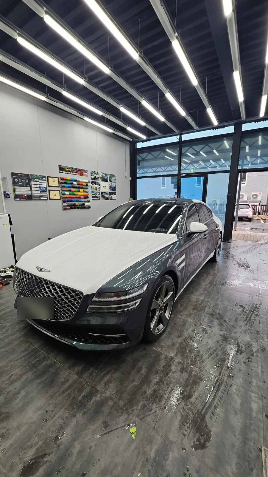 Genesis G80 vinyl wrap - Genesis G80 Vinyl Wrap Review: Satin Dark Gray Cost & Results photo 2