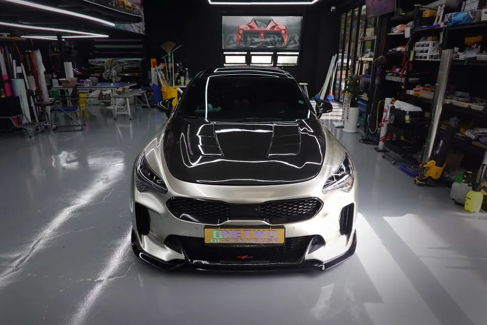Kia Stinger Vinyl Wrap Review — Champagne Gold Transformation photo 2