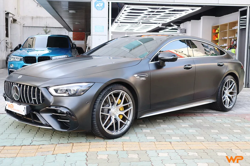 Mercedes-Benz AMG GT 43 vinyl wrap - Mercedes-Benz AMG GT 43 Satin Black Vinyl Wrap Review photo 3