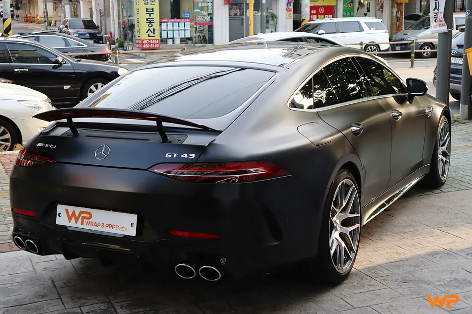 Mercedes-Benz AMG GT 43 vinyl wrap - Mercedes-Benz AMG GT 43 Satin Black Vinyl Wrap Review photo 4