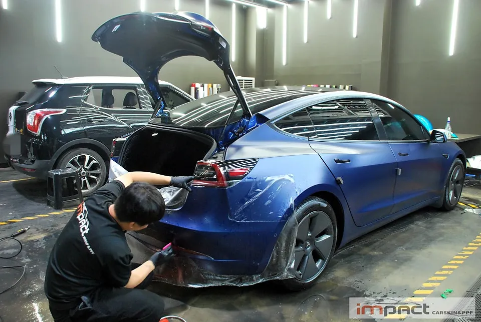 Tesla Model Y ppf - Tesla Model Y PPF Review: Deep Blue Metallic Repair photo 4
