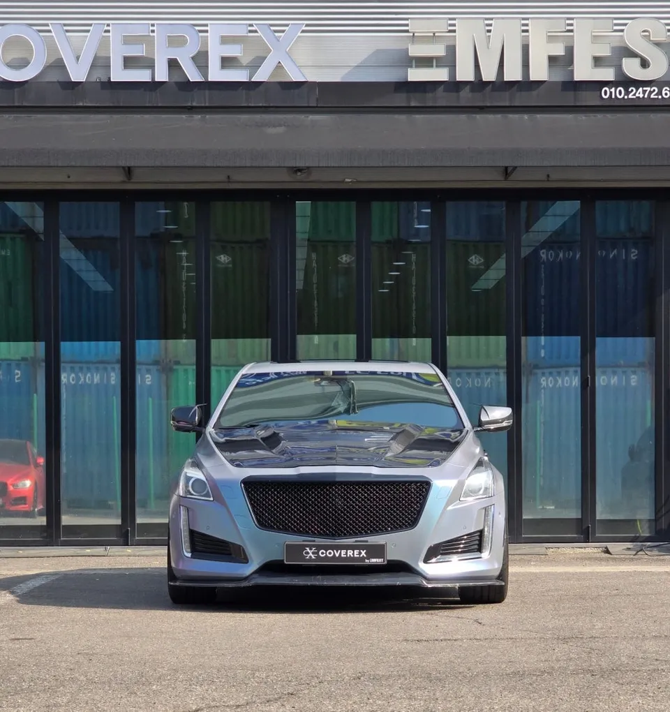 Cadillac CTSのカーラッピング事例｜スターライトグレーブルー 施工写真 3-3