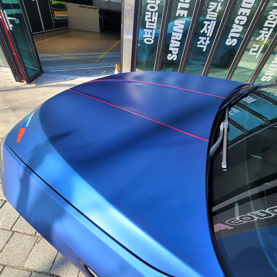 BMW M5のカーラッピング事例|ラインデザインの費用と仕上がり 施工写真 3-2