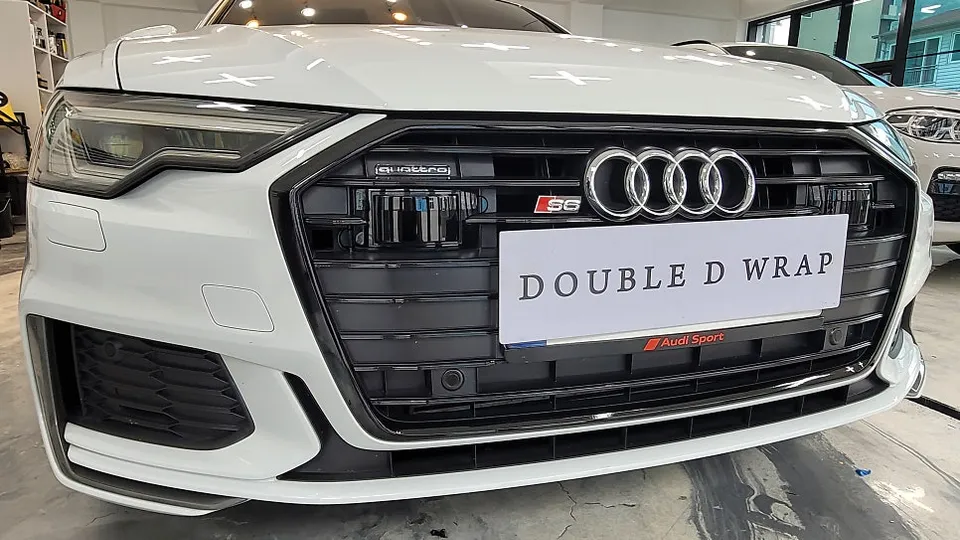 Audi A6のカーラッピング事例｜クロームパーツのブラックアウト 施工写真 2-2