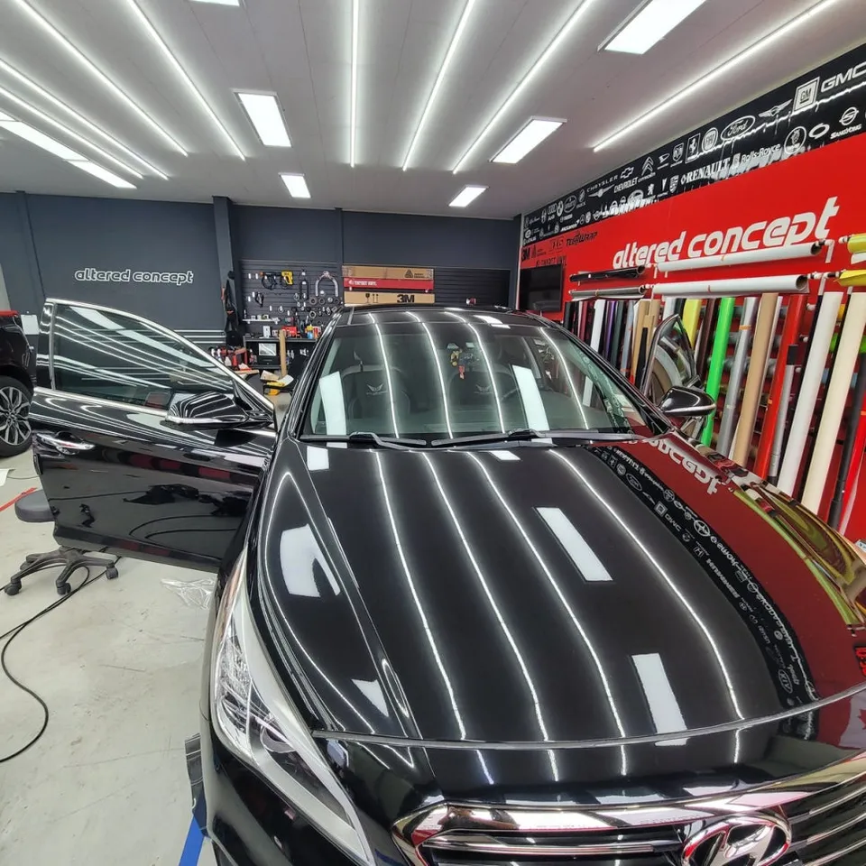Hyundai Sonata LFのカーフィルム施工事例|米国法規対応 施工写真 3-1