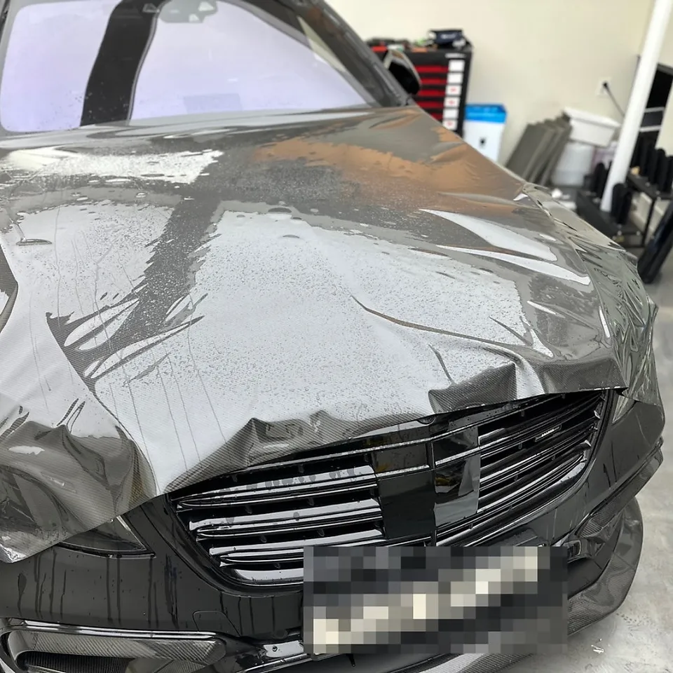 Mercedes-Benz S-ClassのPPF施工事例|マットブラックラッピング+カーボン 施工写真 2-1
