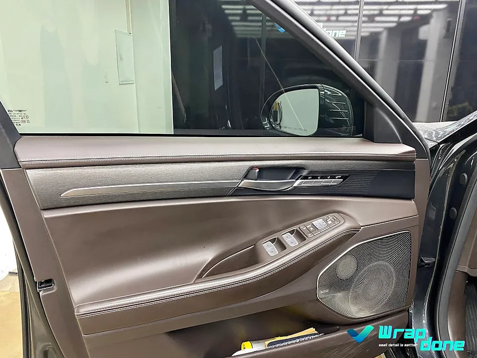 Genesis EQ900 vinyl wrap - Genesis EQ900 Interior Wrap Review: Brush Black Transformation photo 4