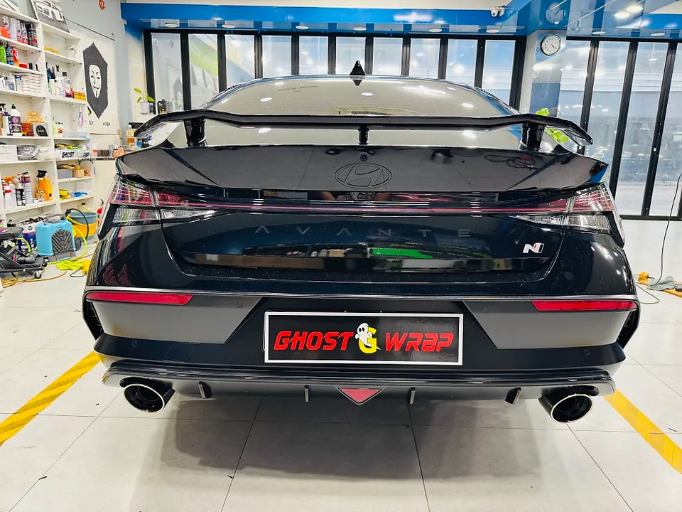 Hyundai Elantra N PPF施工事例:ダークN化とライト保護 施工写真 1-3