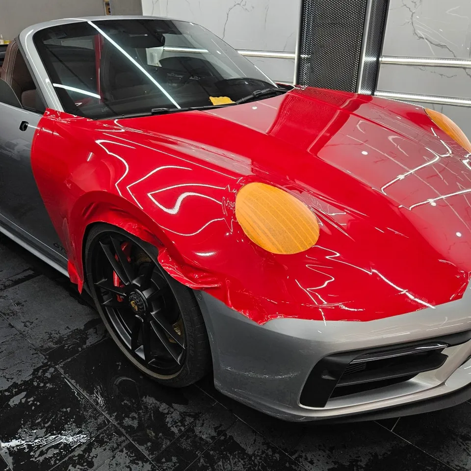 Porsche 911 992 vinyl wrap - Porsche 911 Vinyl Wrap Review: High Gloss Red Transformation photo 3