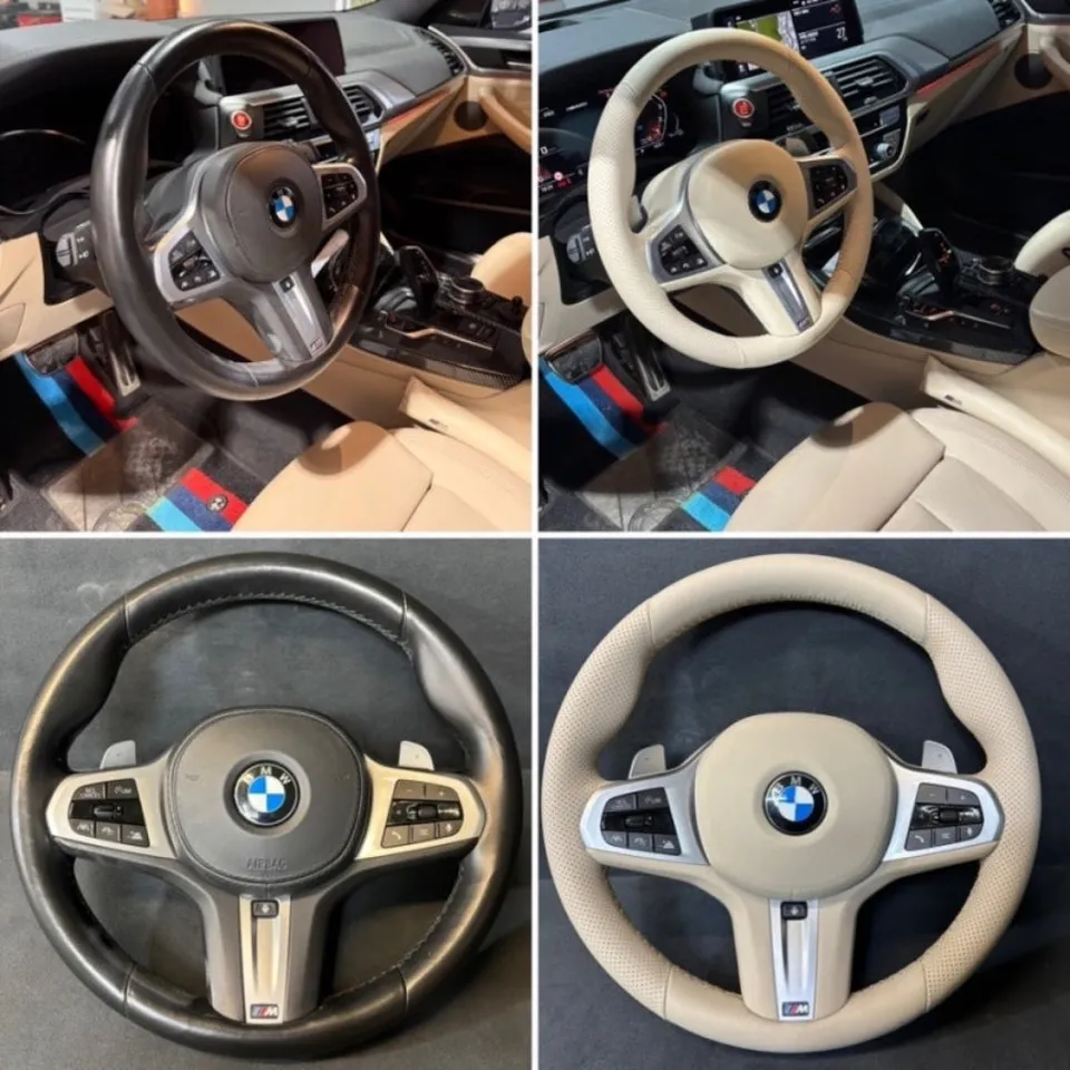 BMW X4 M40i G02 steering wheel - BMW X4 M40i G02 Steering Wheel Customization — Beige Leather Upgrade photo 4