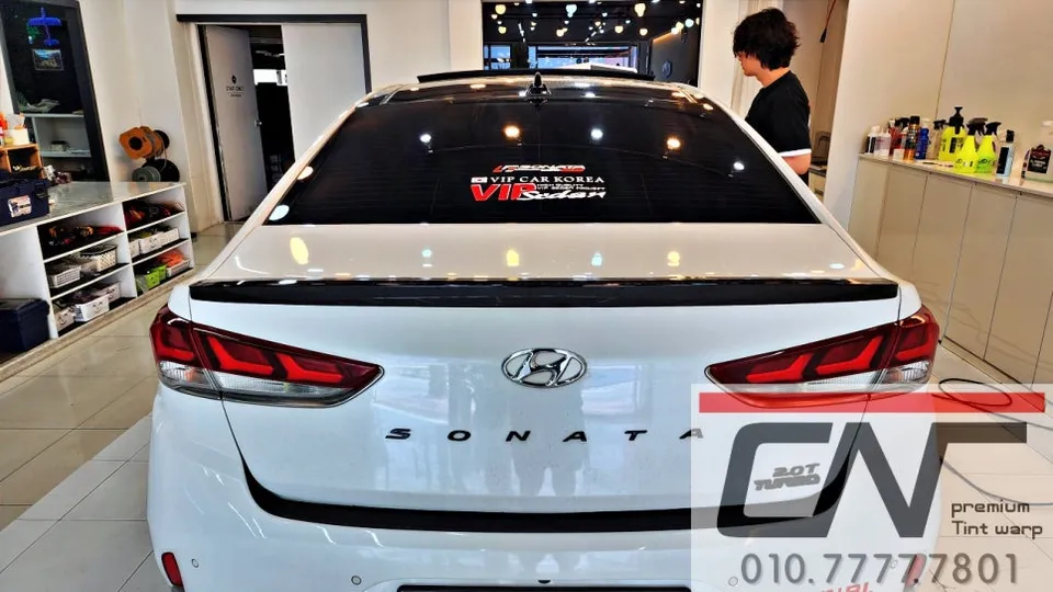 Hyundai Sonata New Riseのカーフィルム施工事例｜熱遮断効果と仕上がり 施工写真 3-1