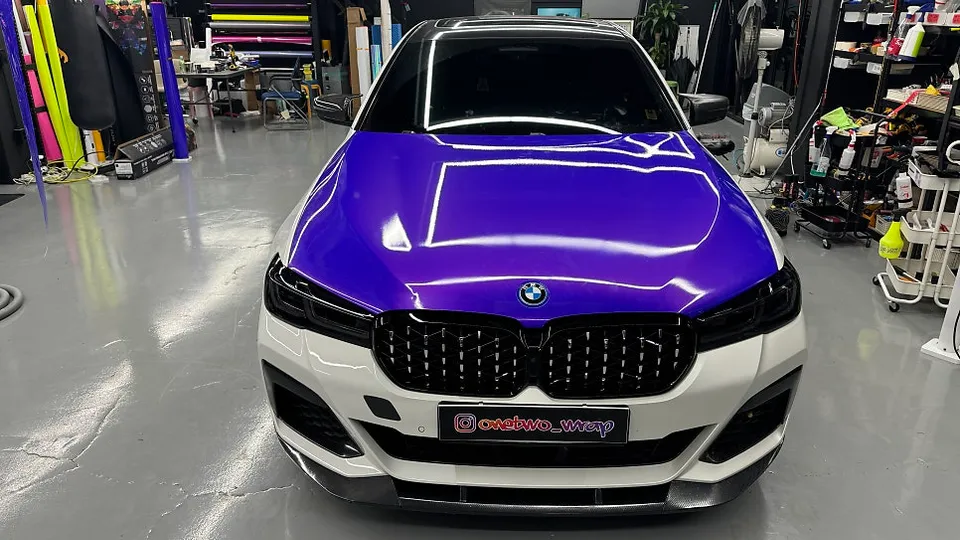 BMW 5 Series PPF施工事例|ランボルギーニパープル 施工写真 2-2
