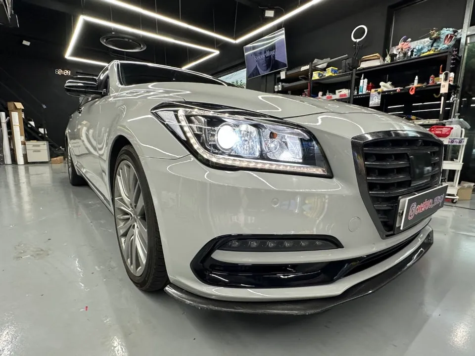 Genesis G80 PPF施工事例|ポルシェグレーの仕上がり 施工写真 2-2
