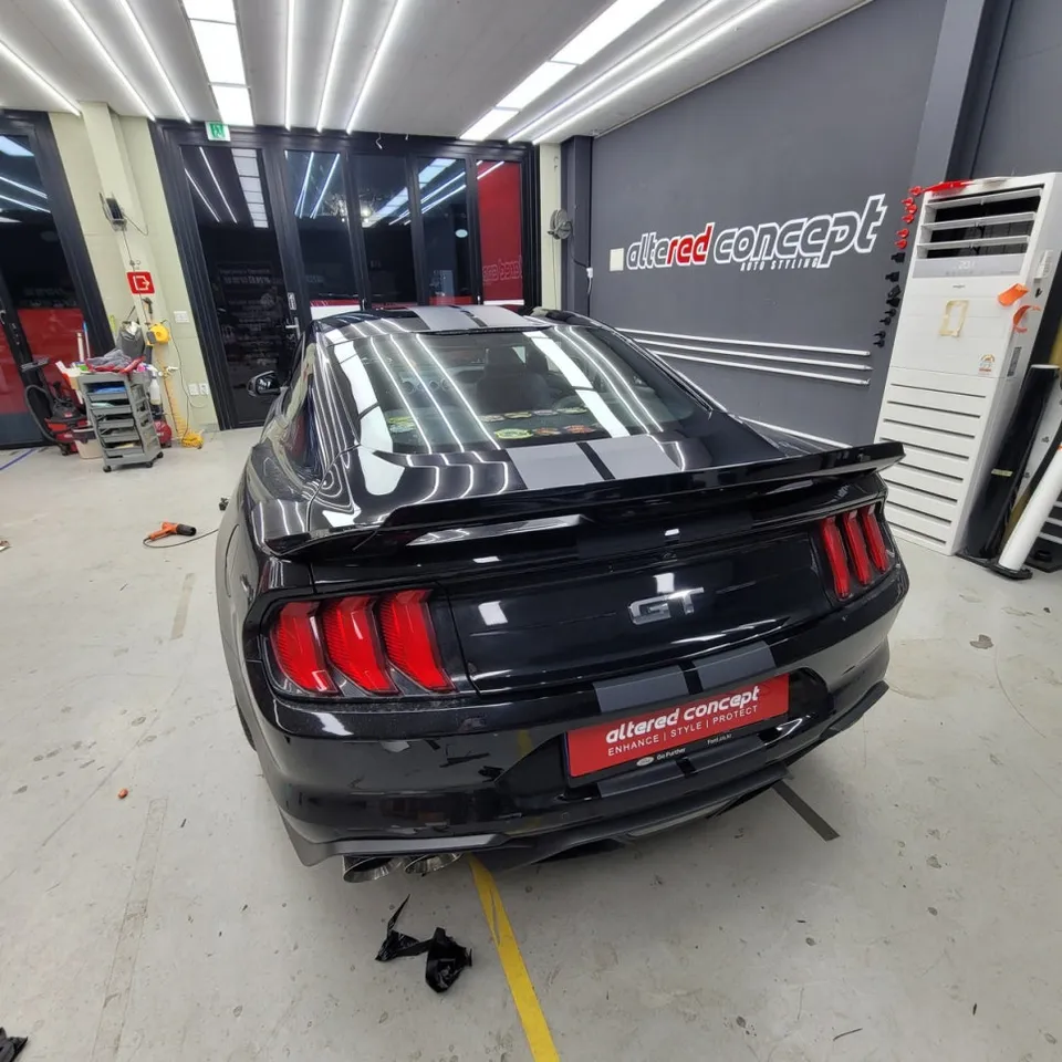 Ford Mustang vinyl wrap - Ford Mustang Vinyl Wrap Review: Matte Black Racing Stripes photo 4
