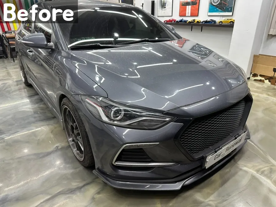 Hyundai Elantra Sportのカーラッピング事例｜パールダークグリーン 施工写真 1-2