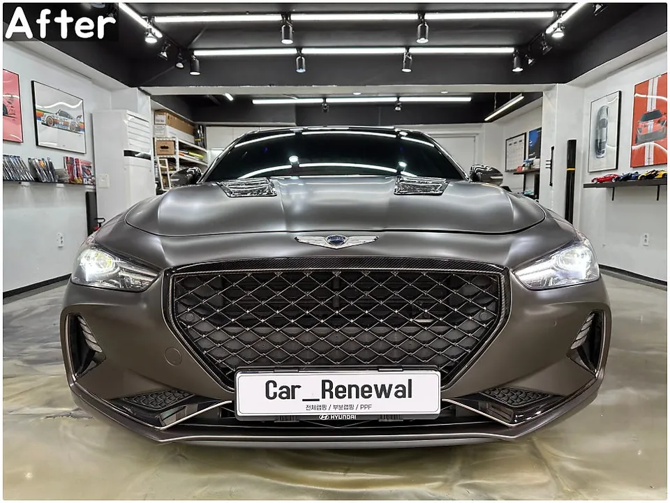 Genesis G70 Vinyl Wrap Review: Satin Dark Basalt Color Change photo 4