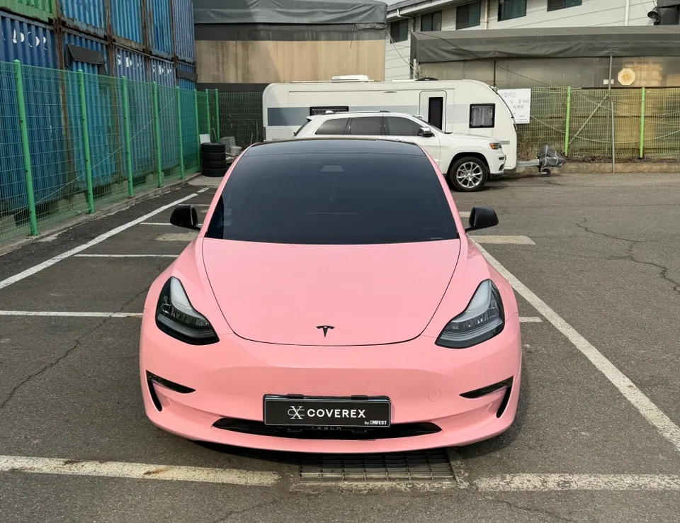 Tesla Model 3 vinyl wrap - Tesla Model 3 Vinyl Wrap Review: Rouge Powder Finish photo 3