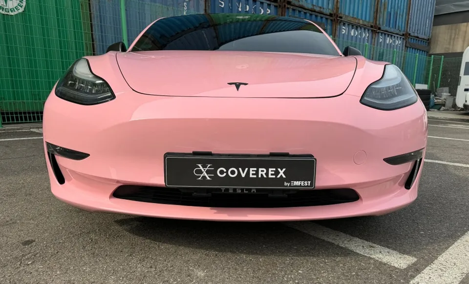 Tesla Model 3 vinyl wrap - Tesla Model 3 Vinyl Wrap Review: Rouge Powder Finish photo 5